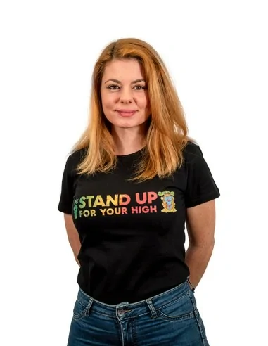 T-shirt Stand Up, noir, femme