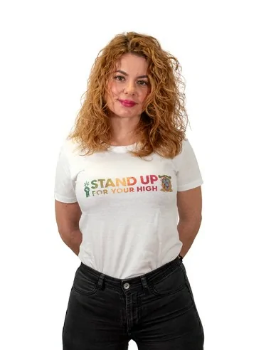 „Stand Up“ T-shirt für damen, weiß