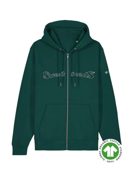 Sweatshirt com zíper verde Logo Letras