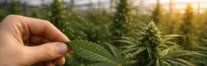 Mosca blanca en planta de cannabis