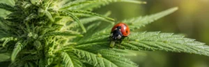 Mariquita usada como control biológico en cannabis